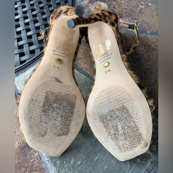 Stuart Weitzman * Nudist Leopard Print Stiletto Sandals - Picture 7 of 8